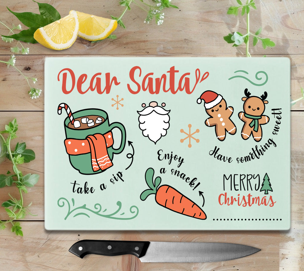 Santa Night Before Cookies and Milk Glass Cutting Board – Various Holiday Designs