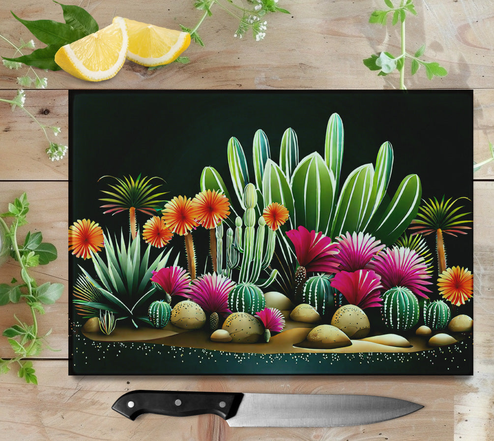 Desert Cactus Glass Cutting Board
