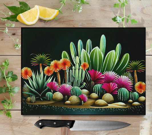 Desert Cactus Glass Cutting Board