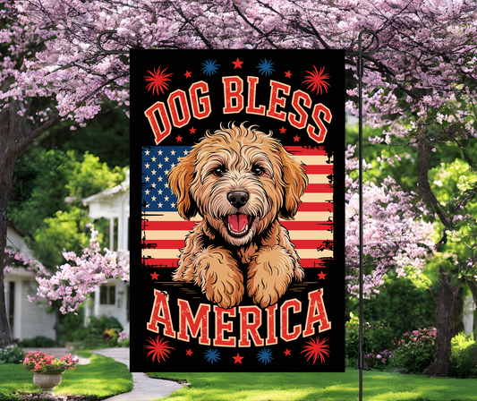 Dog Bless America Garden Flag