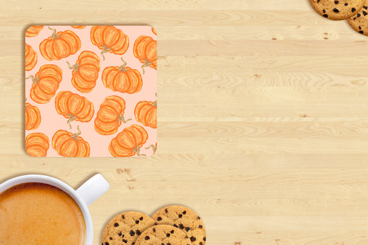 Glittered Pumpkin Coaster Set