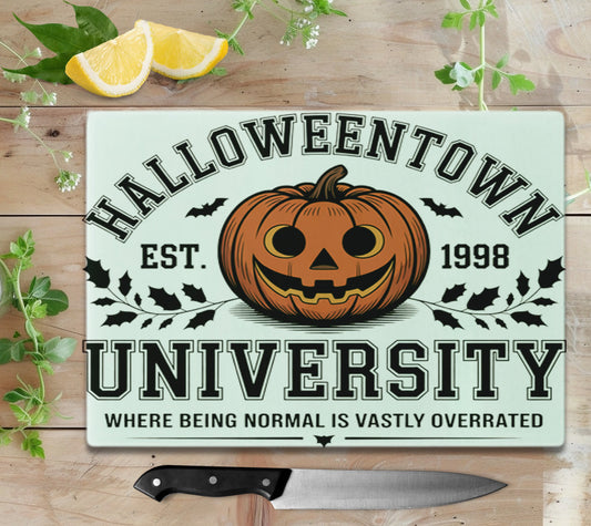 Halloween University Glass Cutting Board