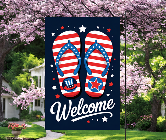 Patriotic Flip Flops Garden Flag