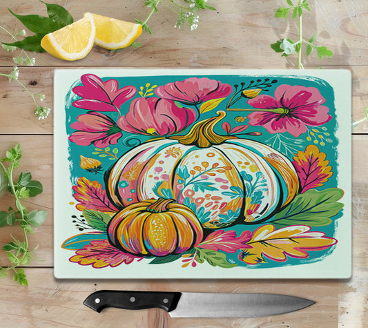 Colorful Pumpkin Glass Cutting Board