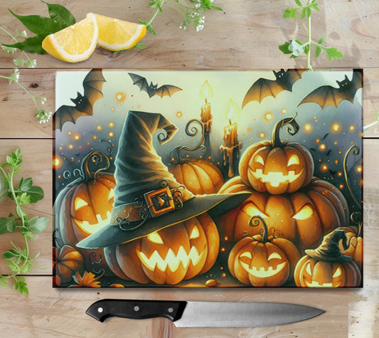 Spooky Pumpkin Glass Cutting Board