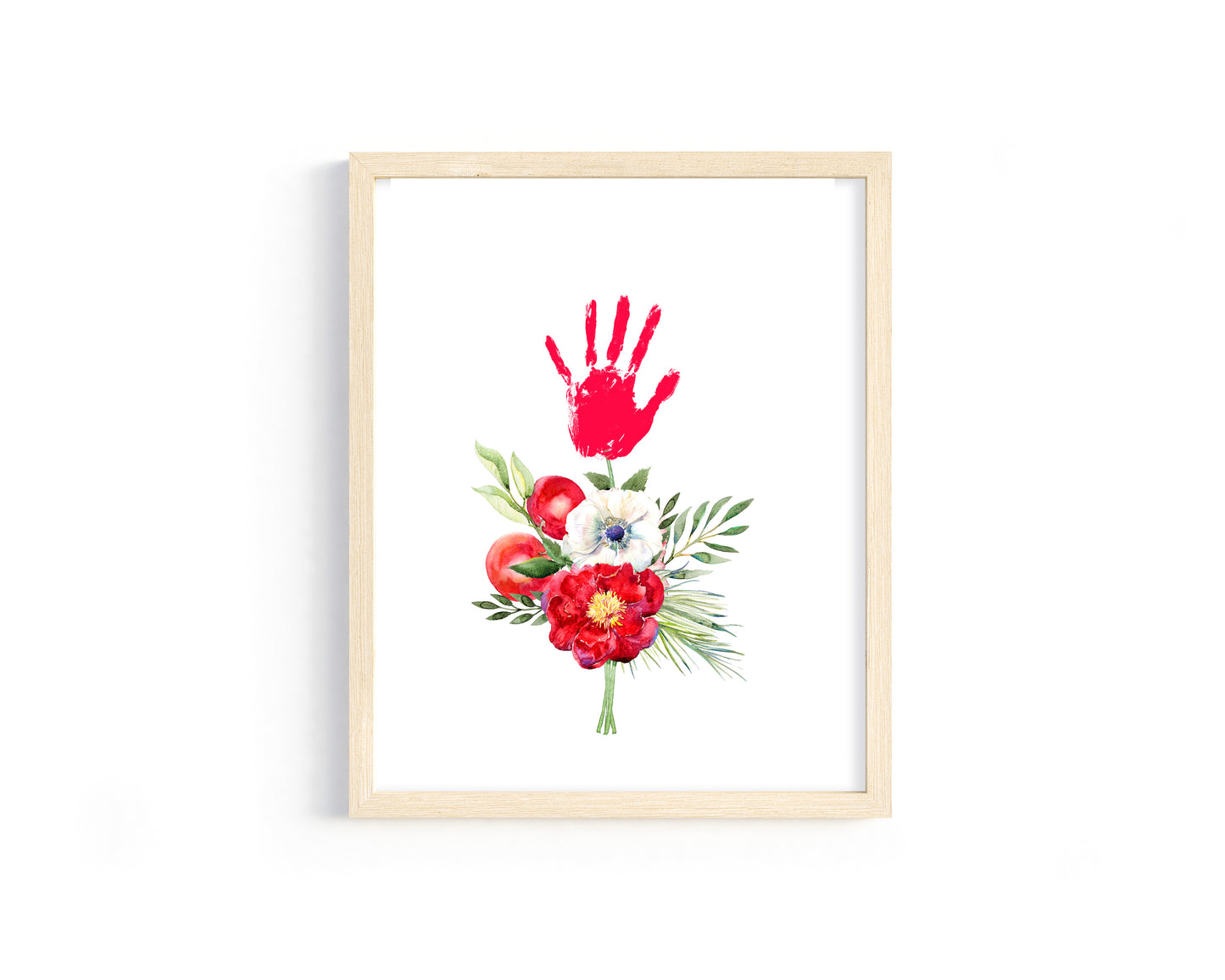DIY Red Flowers Bouquet Handprint Sign
