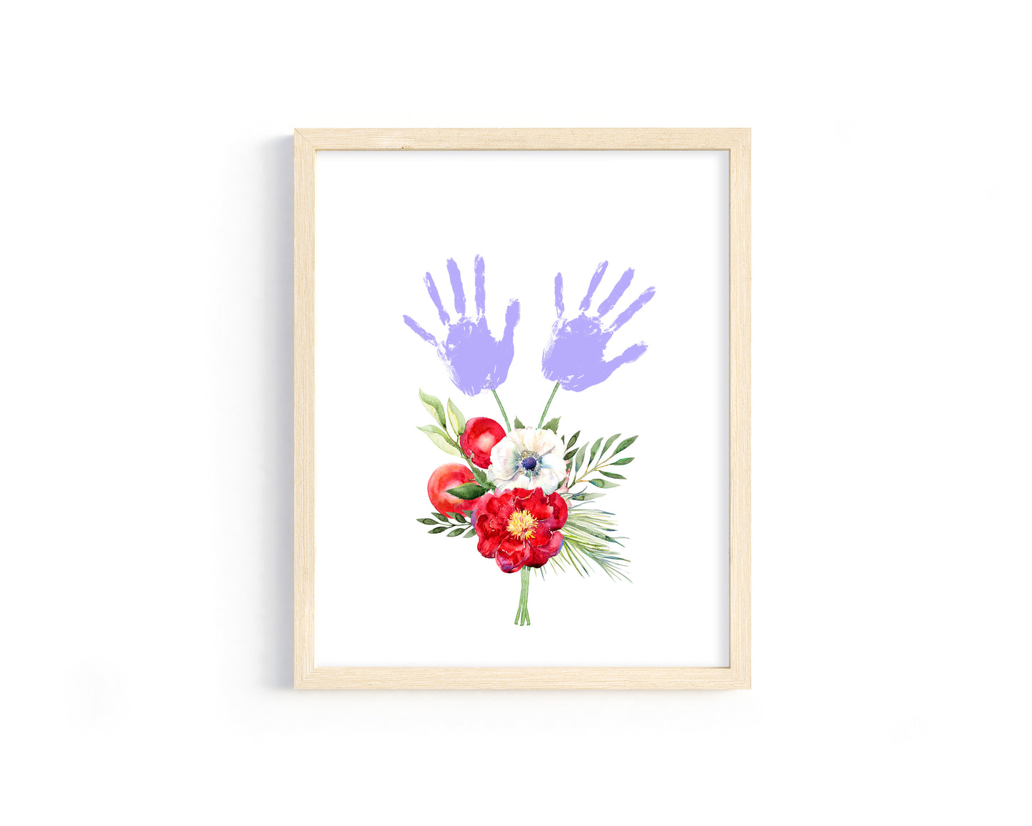 DIY Red Flowers Bouquet Handprint Sign