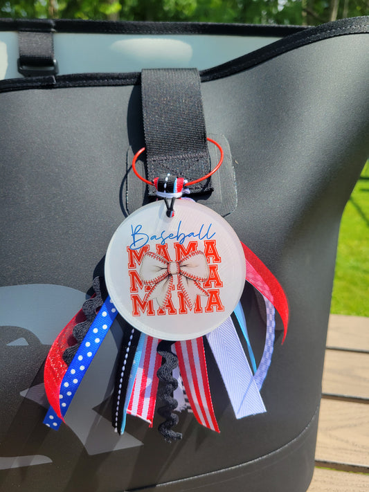 Baseball Mama Ribbon Bag Tag