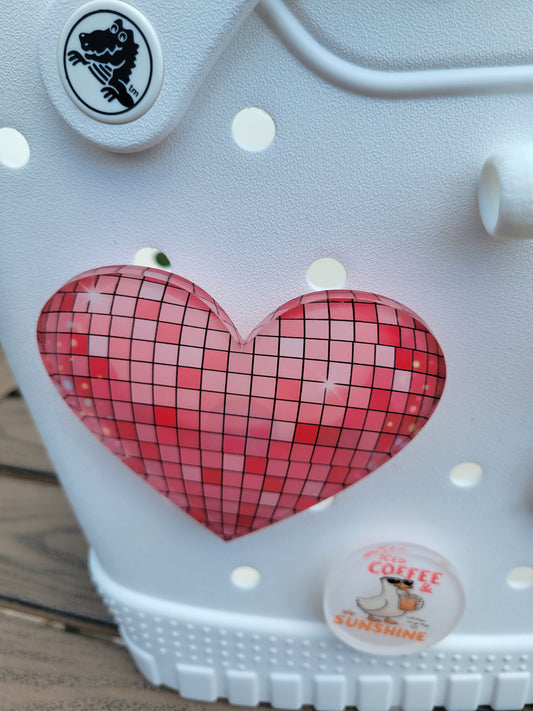 Pink Disco Heart Bag Charm