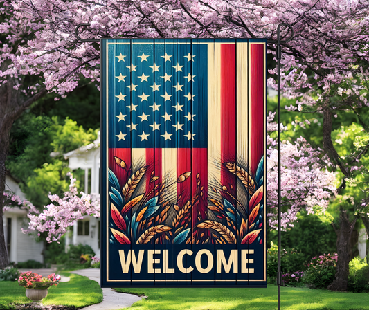 Rustic Patriotic Garden Flag