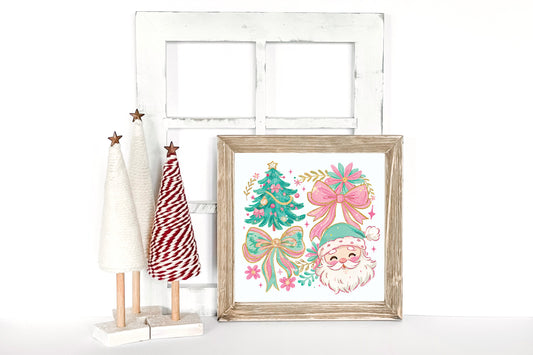 Preppy Christmas Reverse Canvas Sign