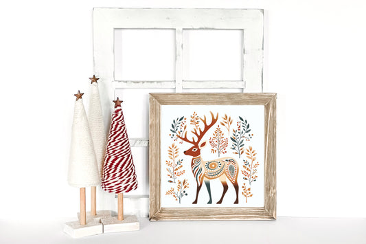 Scandinavian Deer Reverse Canvas Sign