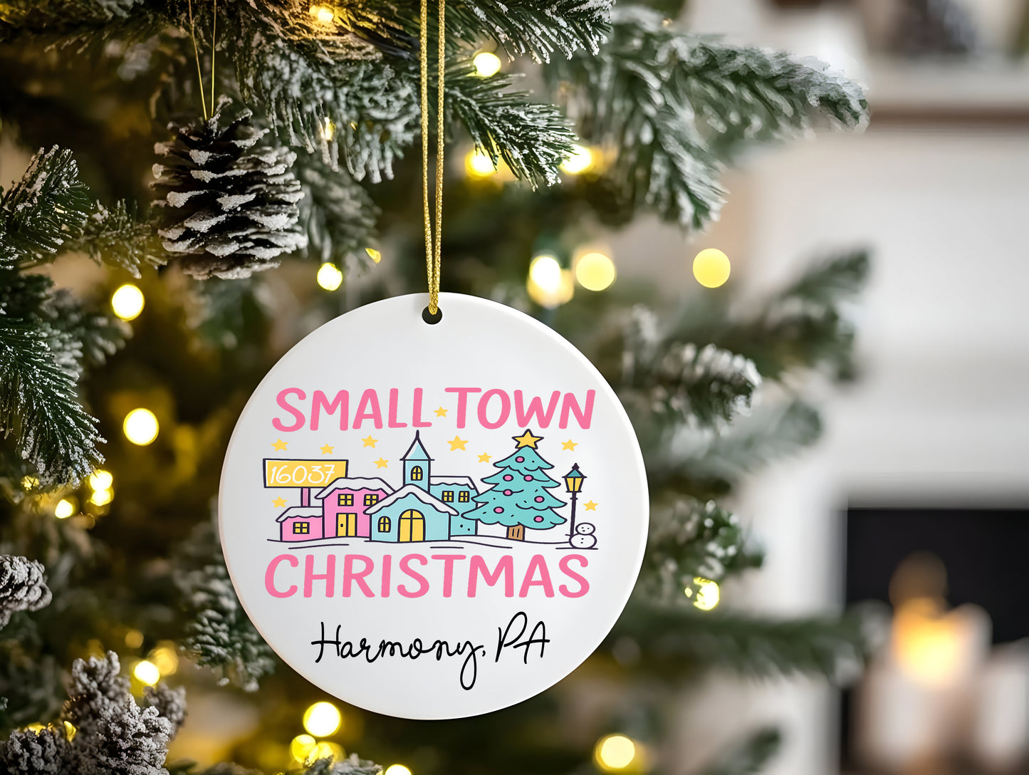 Custom Small Town Christmas Ornament | Personalized Hometown Holiday Keepsake
