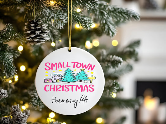 Custom Small Town Christmas Ornament | Personalized Hometown Holiday Keepsake