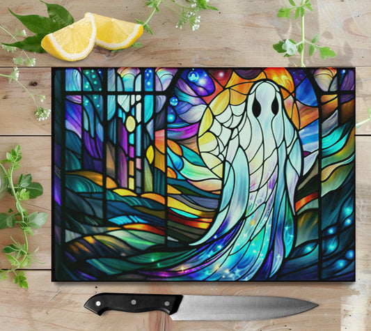 Stained Glass Ghost Glass Cutting Board