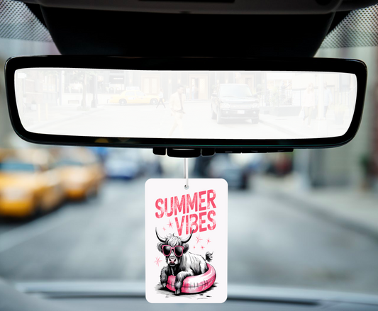 Highland Cow Summer Car Air Freshener – Farm Charm Meets Sunny Vibes