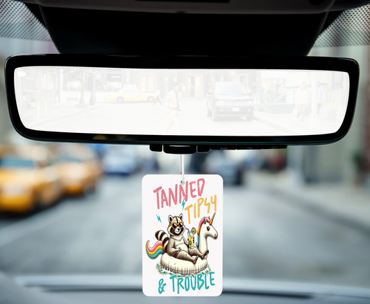 Tanned and Tipsy Car Air Freshener - Fun Tropical Design, Long-Lasting Scent for Your Car