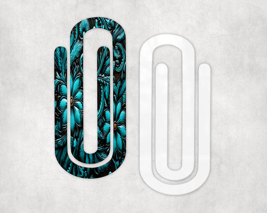 Tooled Leather Acrylic Jumbo Paperclip Bookmark