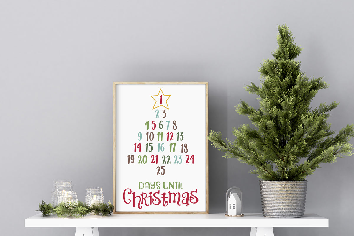 Tree Countdown Poster Number Tree Christmas Count Down Dry Erase Sign ā Daydreamer Collections