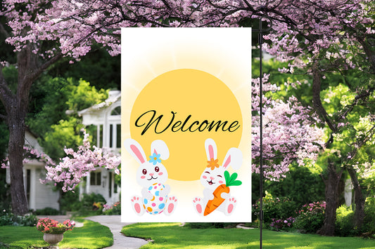 Welcome Easter Bunnies Garden Flag